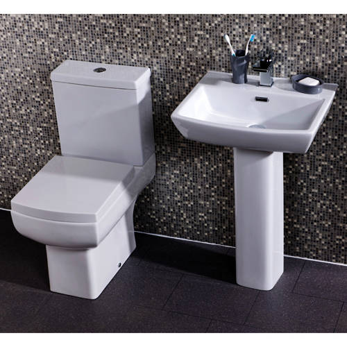 Example image of Oxford Daisy Lou Suite With Comfort Height Toilet, Seat, Basin & Full Pedestal.