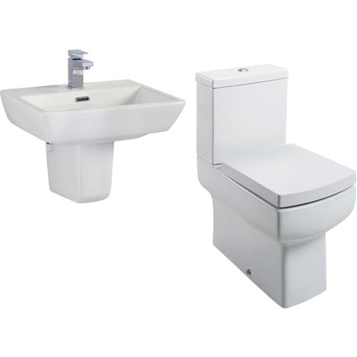 Larger image of Oxford Daisy Lou Suite With Flush To Wall Toilet, Seat, Basin & Semi Pedestal