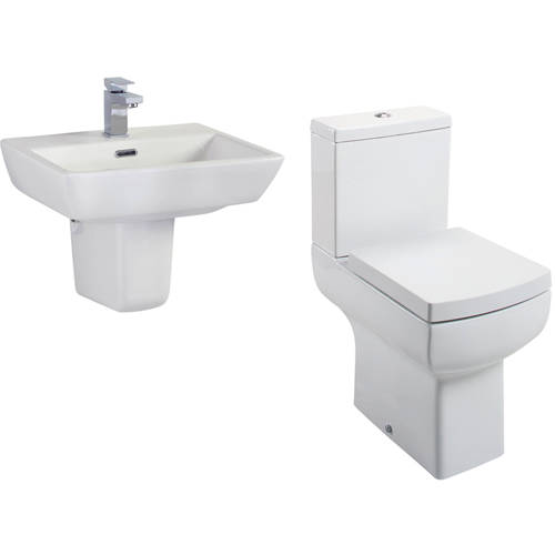 Larger image of Oxford Daisy Lou Suite With Comfort Height Toilet, Seat, Basin & Semi Pedestal