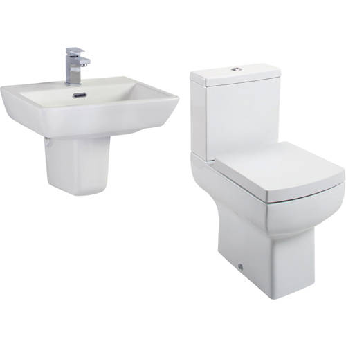 Larger image of Oxford Daisy Lou Suite With Close Coupled Toilet, Seat, Basin & Semi Pedestal