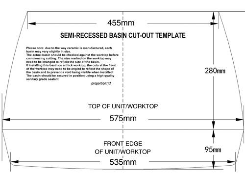 Example image of Oxford Dearne Semi Recessed Basin (1 Tap Hole).