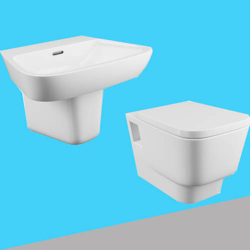 Larger image of Oxford Dearne Bathroom Suite With Wall Hung Pan, Basin & Semi Pedestal.
