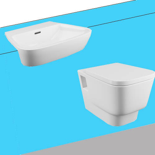 Larger image of Oxford Dearne Bathroom Suite With Wall Hung Pan & Semi Recessed Basin.