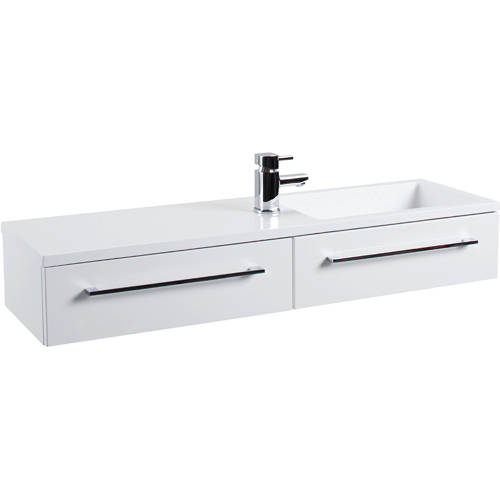 Example image of Italia Furniture 1000mm Vanity Unit With Drawer & Basin (Gloss White).