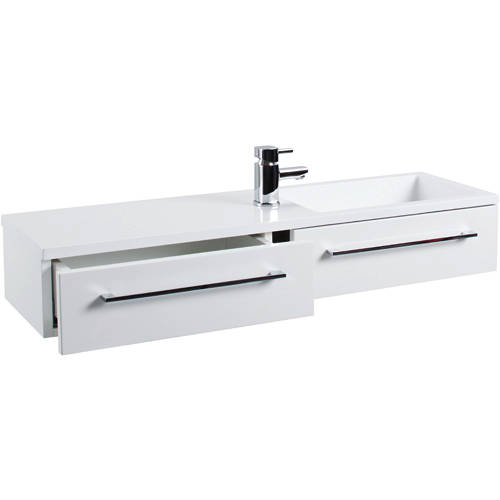 Example image of Italia Furniture 1000mm Vanity Unit With Drawer & Basin (Gloss White).