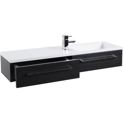 Example image of Italia Furniture 1000mm Vanity Unit With Drawer & Basin (Black Ash).