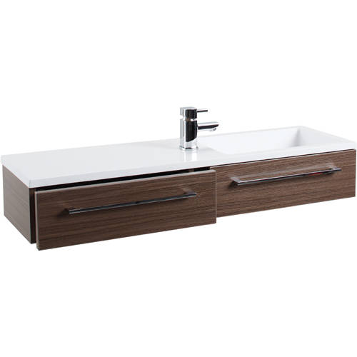 Example image of Italia Furniture 1000mm Vanity Unit With Drawer & Basin (Walnut).