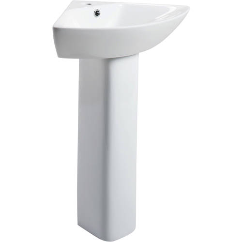 Larger image of Oxford Fair Corner Basin & Full Pedestal (1 Tap Hole).