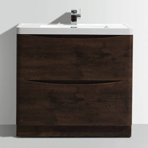 Larger image of Italia Furniture 900mm Vanity Unit With Basin (Chestnut).