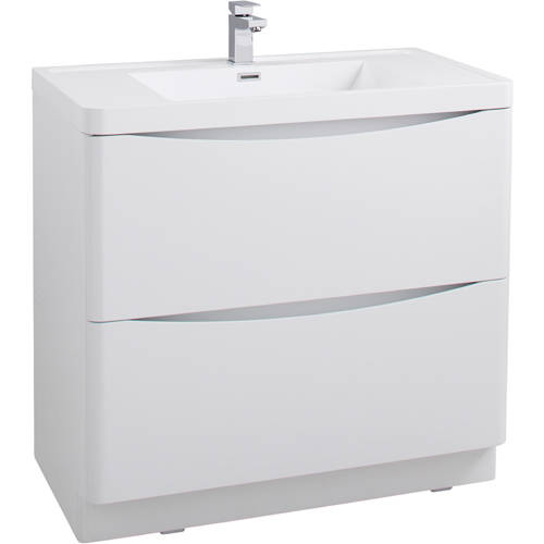 Larger image of Italia Furniture 900mm Vanity Unit With Basin (White Ash).