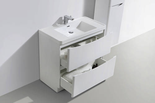 Example image of Italia Furniture 900mm Vanity Unit With Basin (White Ash).