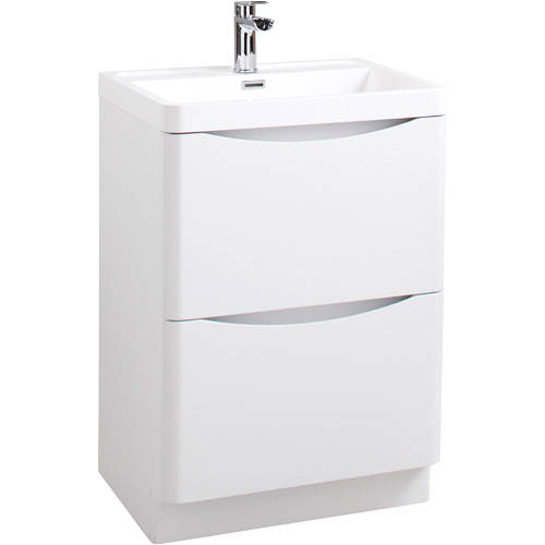 Larger image of Italia Furniture 600mm Vanity Unit With Basin (Gloss White).