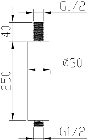 Technical image of Hydra Showers Round Shower Head With Ceiling Mounting Arm (200mm).