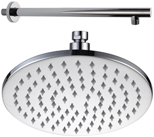 Larger image of Hydra Showers Round Shower Head With Wall Mounting Arm (200mm).