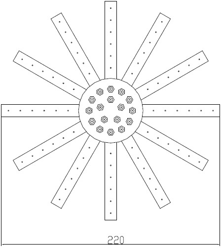 Technical image of Hydra Showers Star Shower Head With Wall Mounting Arm (220mm).