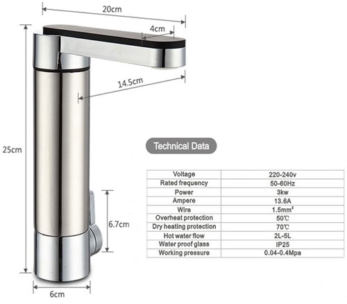 Example image of Hydra Electric Instant Heated Water Kitchen Or Bathroom Mixer Tap.