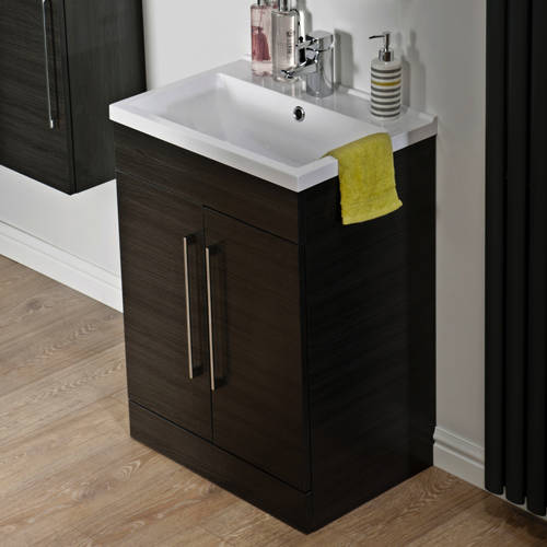 Example image of Italia Furniture 500mm Vanity Unit With White Basin (Black).