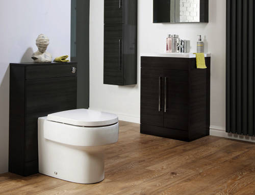 Example image of Italia Furniture 500mm Vanity Unit With White Basin (Black).