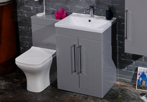 Example image of Italia Furniture 500mm Vanity Unit With White Basin (Grey).