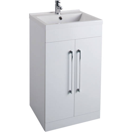 Larger image of Italia Furniture 500mm Vanity Unit With White Basin (Gloss White).