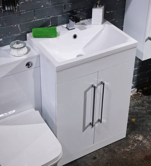 Example image of Italia Furniture 500mm Vanity Unit With White Basin (Gloss White).