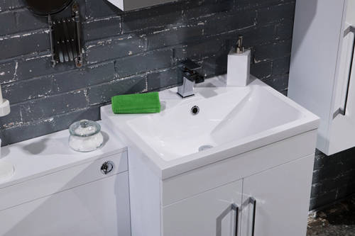 Example image of Italia Furniture 600mm Vanity Unit With White Basin (Gloss White).
