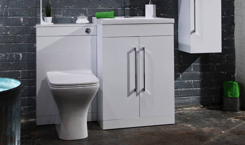 Example image of Italia Furniture 600mm Vanity Unit With White Basin (Gloss White).