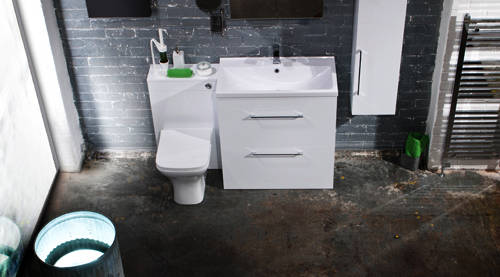 Example image of Italia Furniture 600mm Vanity Unit With Drawers & White Basin (Gloss White).