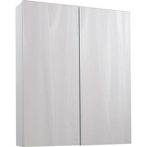 Larger image of Italia Furniture 2 Door Mirror Bathroom Cabinet 600mm (Gloss White).