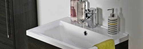 Example image of Italia Furniture 600mm Vanity Unit With Drawer & White Basin (Black).