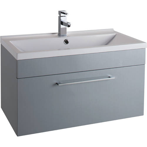 Larger image of Italia Furniture 800mm Vanity Unit With Drawer & White Basin (Grey).