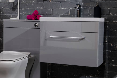 Example image of Italia Furniture 800mm Vanity Unit With Drawer & White Basin (Grey).