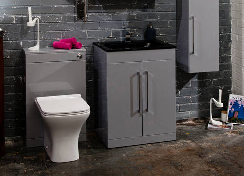 Example image of Italia Furniture 500mm Vanity Unit With Black Glass Basin (Grey).