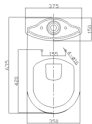 Technical image of Oxford Ivo Close Coupled Toilet With Cistern & Soft Close Seat (WRAS).