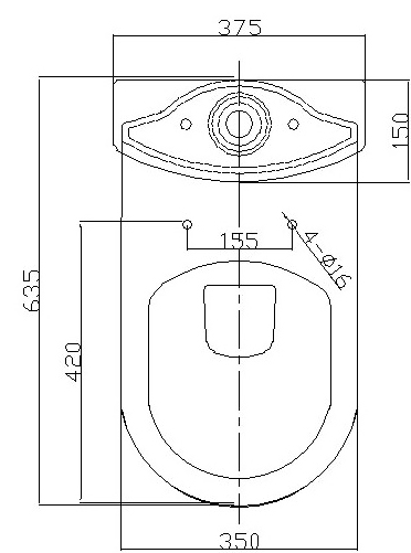 Technical image of Oxford Ivo Bathroom Suite With Toilet, Cistern, Seat, Basin & Full Pedestal.