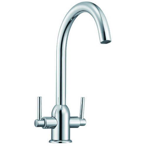 Larger image of Hydra Ruby Kitchen Tap With Twin Lever Controls (Chrome).