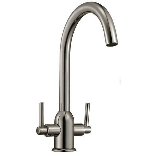 Larger image of Hydra Ruby Kitchen Tap With Twin Lever Controls (Brushed Steel).