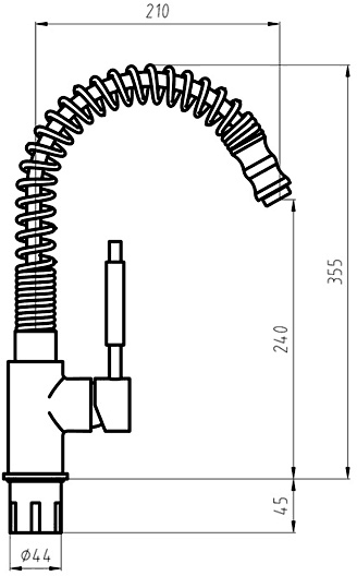 Technical image of Hydra Jessica Kitchen Tap With Pull Out Spray Rinser (Chrome).