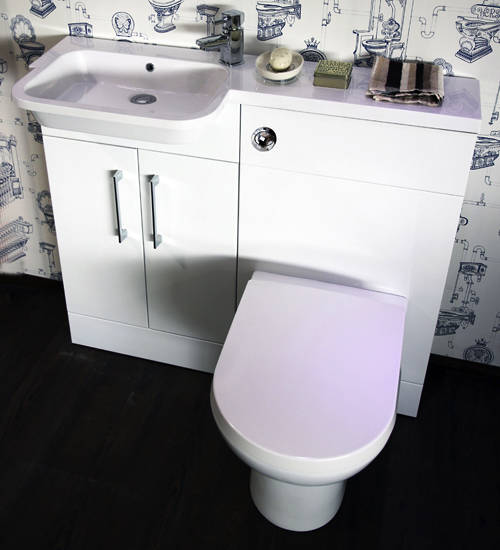 Example image of Italia Furniture Ria Combi Pack With Vanity, BTW Unit & Basin (LH, Gloss White).