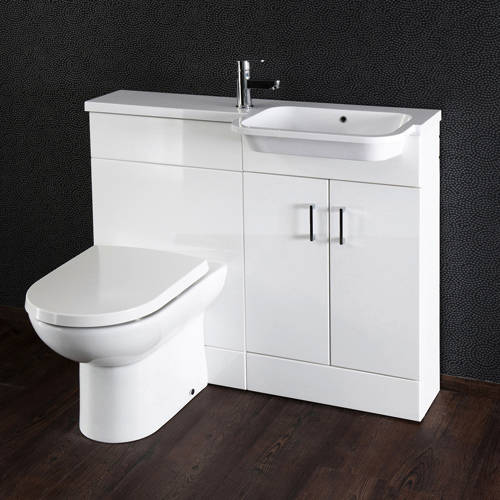 Larger image of Italia Furniture Ria Combi Pack With Vanity, BTW Unit & Basin (RH, Gloss White).