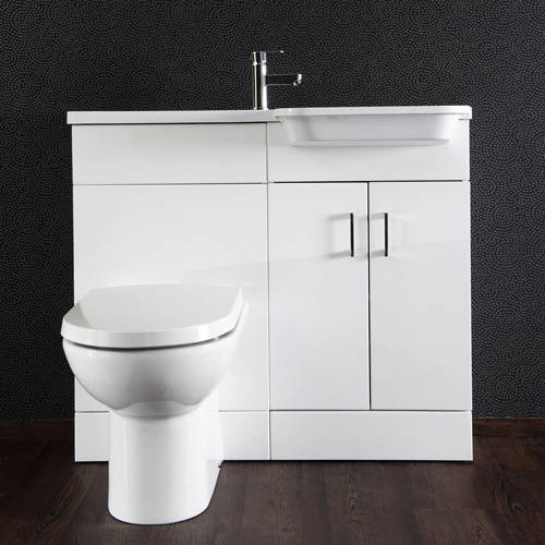 Example image of Italia Furniture Ria Combi Pack With Vanity, BTW Unit & Basin (RH, Gloss White).