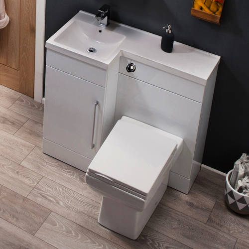 Larger image of Italia Furniture Compact Vanity Pack With BTW Unit & Basin (LH, Gloss White).