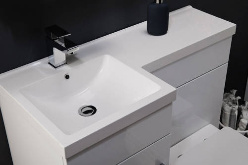 Example image of Italia Furniture Compact Vanity Pack With BTW Unit & Basin (LH, Gloss White).