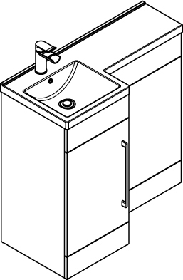 Technical image of Italia Furniture Compact Vanity Pack With BTW Unit & Basin (LH, Gloss White).