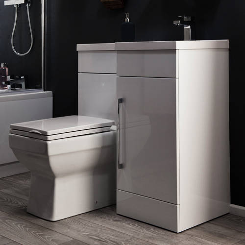 Example image of Italia Furniture Compact Vanity Pack With BTW Unit & Basin (RH, Gloss White).