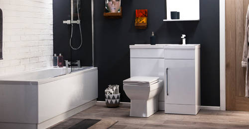 Example image of Italia Furniture Compact Vanity Pack With BTW Unit & Basin (RH, Gloss White).