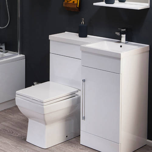 Example image of Italia Furniture Compact Vanity Pack With BTW Unit & Basin (RH, Gloss White).