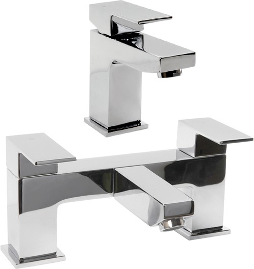 Larger image of Hydra Lucca Basin & Bath Filler Tap Set (Chrome).