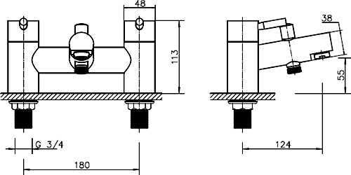 Technical image of Hydra Malton Basin & Bath Shower Mixer Tap Set (Free Shower Kit).