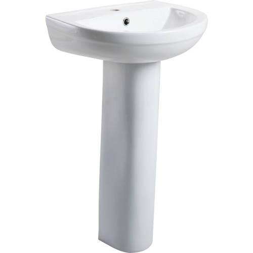 Larger image of Oxford Montego Contemporary Basin & Pedestal (1 Tap Hole).